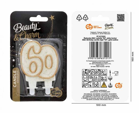 ŚWIECZKA URODZINOWA ZŁOTA 60