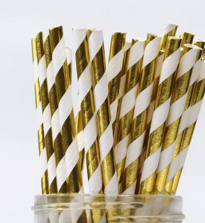 SŁOMKI PAPIEROWE ZŁOTE 6 X 197 MM 24 SZT