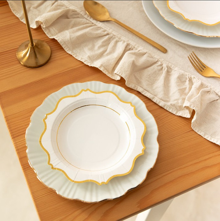 TALERZYKI PAPIEROWE BIAŁO-ZŁOTE 7 CALI 6 SZT.