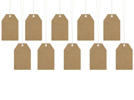 Zawieszki do prezentów Merry Xmas, kraft, 5x8,5cm (1 karton / 40 op.) (1 op. / 10 szt.)