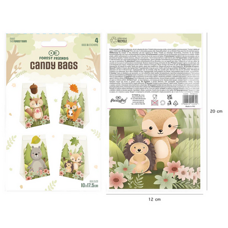 TOREBKI NA CUKIERKI LEŚNI PRZYJACIELE 4 SZT.