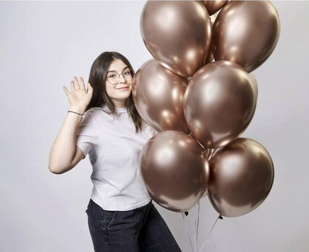 BALONY LATEKSOWE GEMAR 33 cm RÓŻOWE ZŁOTO 50 szt. GLOSSY