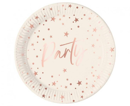 TALERZYKI PAPIEROWE ROSE GOLD PARTY 23 CM 8 SZT.