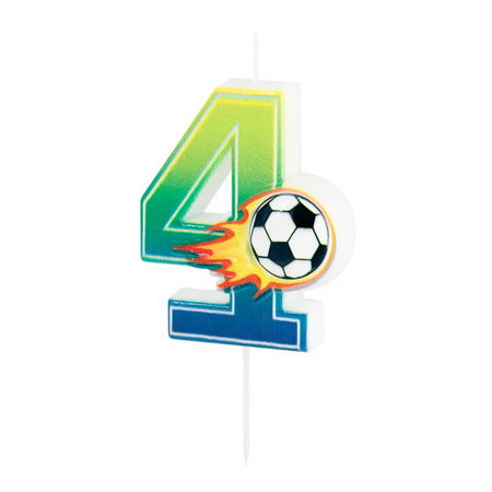 ŚWIECZKA URODZINOWA CYFRA 4 PIŁKA NOŻNA 6 CM