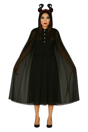 ZESTAW DIABLICA: PELERYNA CZARNA + OPASKA ROGI DIABŁA CZARNE 