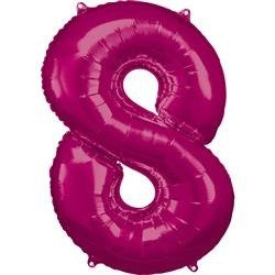 BALON FOLIOWY CYFRA 8 RÓŻOWY 83 CM