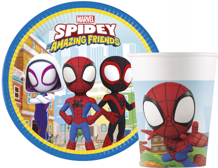 ZESTAW SPIDEY I PRZYJACIELE TALERZYKI+KUBECZKI