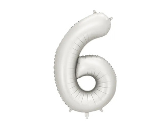 BALON FOLIOWY 6 CYFRA 86 CM SREBRNY