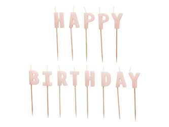 ŚWIECZKI URODZINOWE HAPPY BIRTHDAY 2,5 CM RÓŻOWY 13 SZT