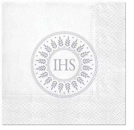 SERWETKI SREBRNE KOMUNIA ŚWIĘTA IHS 20 SZT