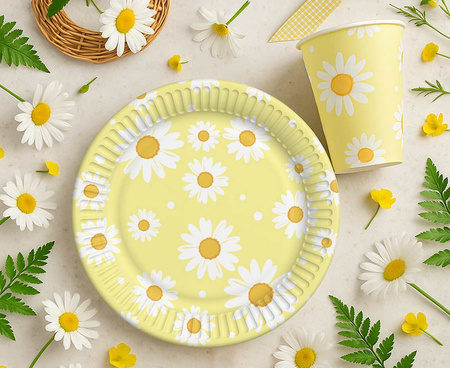 TALERZYKI PAPIEROWE ŻÓŁTE STOKROTKI 18 CM 