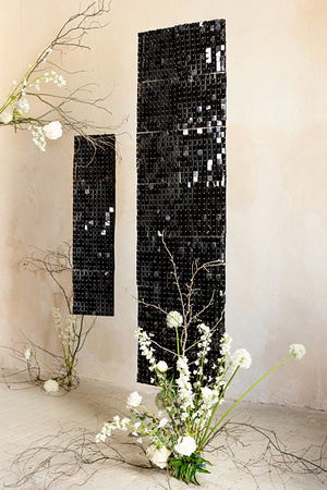 PANEL CEKINOWY KWADRATY CZARNY 30X30 CM