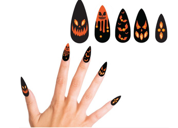 SZTUCZNE PAZNOKCIE CZARNE DYNIA