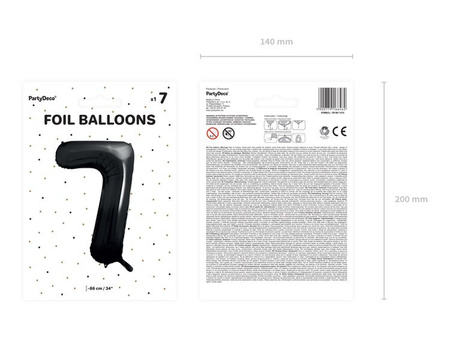 BALON FOLIOWY 86cm, CYFRA 7 CZARNA