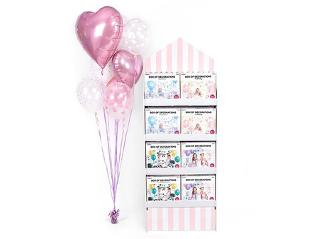 Stand papierowy, różowo-białe paski