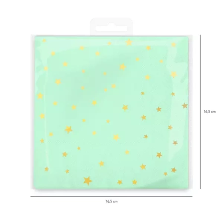 SERWETKI ZIELONE ZŁOTE GWIAZDKI 10SZT