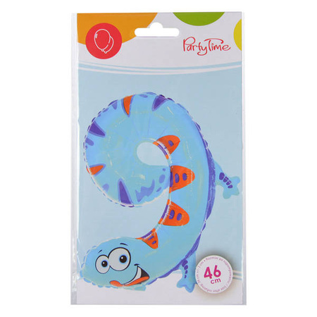 BALON FOLIOWY ZWIERZĄTKO CYFRA 9 45 CM