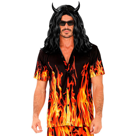 KOSZULA MĘSKA CZARNA PŁOMIENIE 