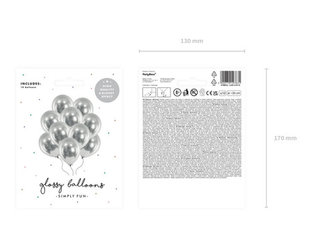 BALONY GLOSSY SREBRNE 30CM 10 SZT