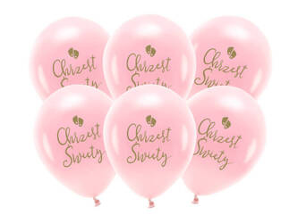 BALONY ECO RÓŻOWE 33 CM CHRZEST ŚWIĘTY 6 SZT.