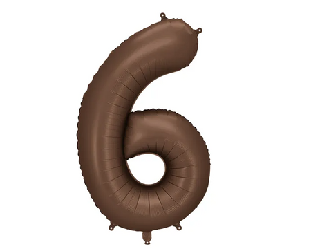 BALON FOLIOWY CYFRA 6 86 CM MOCCA