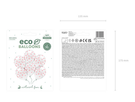 BALONY ECO 33 CM SERCA RÓŻ 6 SZT.