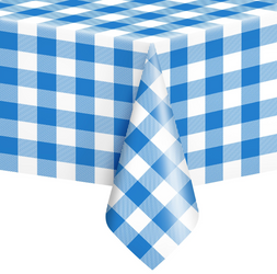 OBRUS W KRATKĘ NIEBIESKOBIAŁY 137 X 274 CM