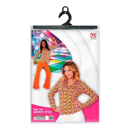 KOSZULA DAMSKA FIOLETOWA DISCO WZORY