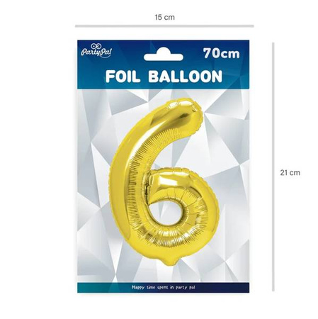 BALON FOLIOWY 70 CM CYFRA 6 ZŁOTY