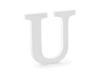 DREWNIANA LITERA U BIAŁY 20,5X20 CM