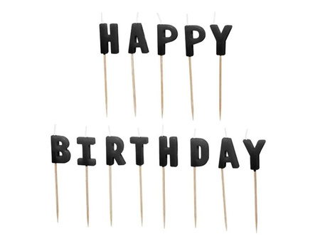 ŚWIECZKI HAPPY BIRTHDAY CZARNE 