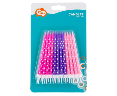 ŚWIECZKI GROCHY RÓŻOWO-FIOLETOWE, 24SZT.