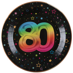 ZESTAW FIESTA 80 URODZINY TALERZYKI+KUBECZKI+SERWETKI
