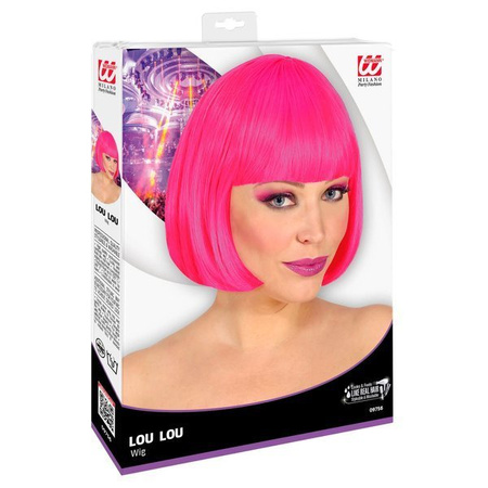 PERUKA LOU LOU BOB RÓŻOWA Z GRZYWKĄ