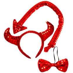 ZESTAW DIABŁA CZERWONY CEKINOWY