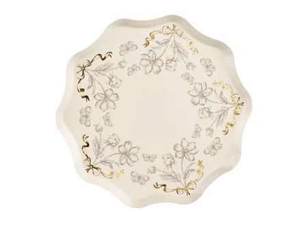 PAPIEROWE TALERZYKI KWIATKI BEŻOWE 20 CM 6 SZT