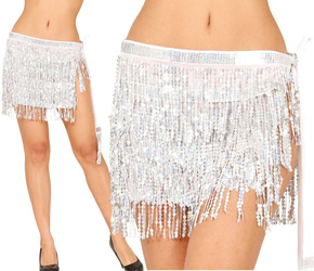 SREBRNA CEKINOWA SPÓDNICZKA TANCERKI BRZUCHA