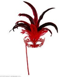 MASKA Z PIÓRAMI CZERWONA