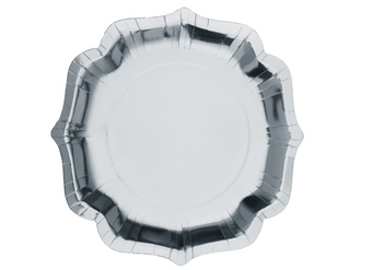 TALERZYKI PAPIEROWE METALIZOWANE SREBRNE 27,5 CM
