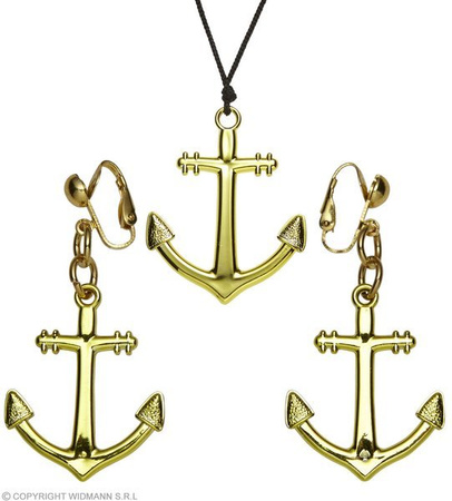 NASZYJNIK+KOLCZYKI KOTWICA ZŁOTE