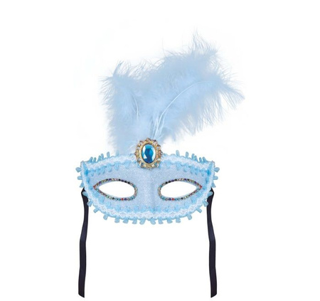 NIEBIESKA MASKA Z PIÓRAMI
