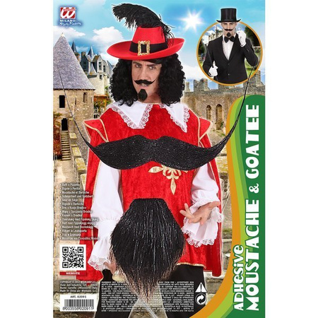 ZESTAW WĄSY BRÓDKA CZARNE NA PRZYLEPCU