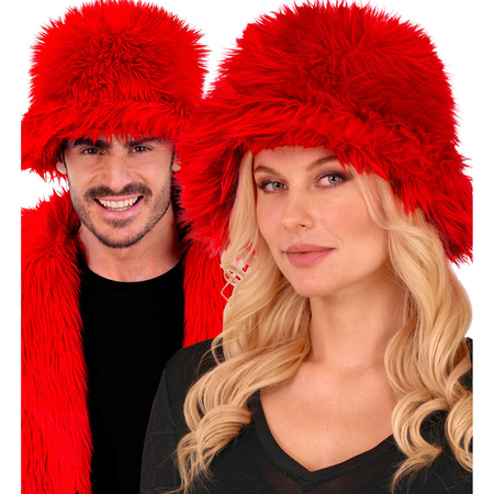 CZAPKA PLUSZOWA CZERWONA FUTRO