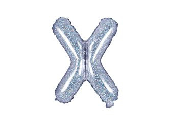 BALON FOLIOWY 35cm, LITERA X HOLOGRAFICZNY