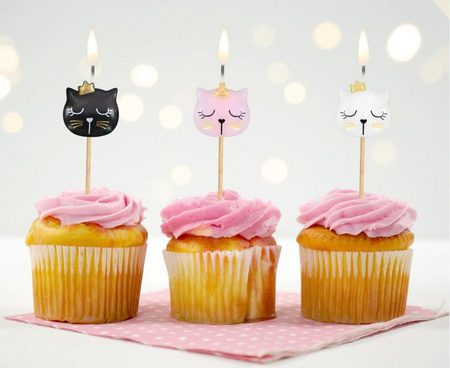 ŚWIECZKI URODZINOWE KOTKI 5 SZT 