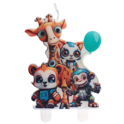 ŚWIECZKA NA TORT KOSMICZNE ZWIERZĘTA 6,3X8 CM