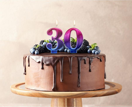 ŚWIECZKA URODZINOWA CYFRA 3 KOSMOS OMBRE 8 CM