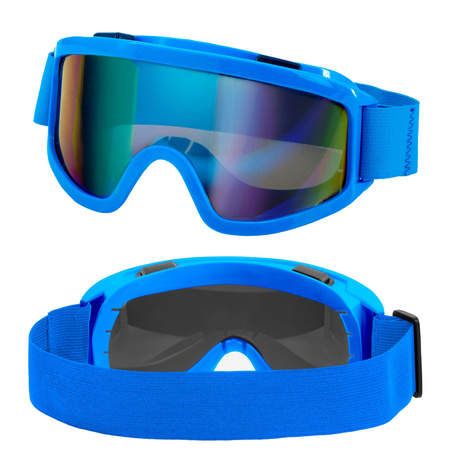 Gogle narciarskie niebieskie neonowe lata 80 apres ski party