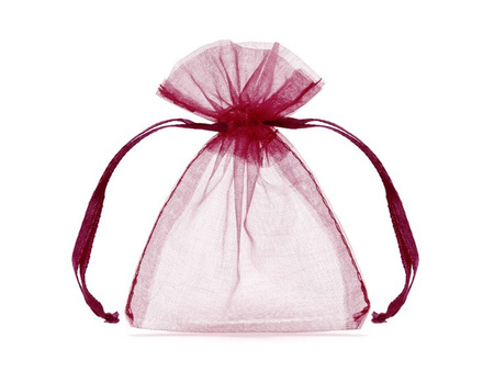 Woreczki z organzy, bordowy, 10cm (1 karton / 50 op.) (1 op. / 20 szt.)