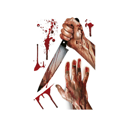 NAKLEJKA NA SZYBĘ LUSTRO 35X25 CM KREW HALLOWEEN